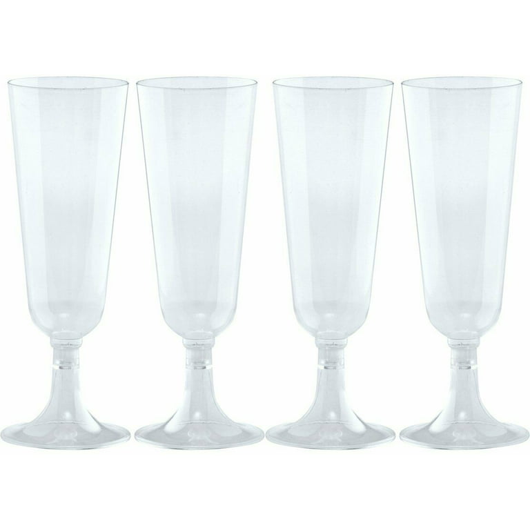 100 Pack Plastic Champagne Flutes, 5 Oz Clear Plastic Toasting