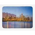 thumbnail image 1 of Illinois Bath Mat, Picturesque Chicago City from Lake Michigan Reflections USA Night American, Plush Bathroom Decor Mat with Non Slip Backing, 29.5" X 17.5", Ceil Blue Apricot, by Ambesonne, 1 of 2
