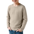 thumbnail image 2 of CCRFTGI Long Sleeve for Child Boys Waffle Size 7 Casual Blouses Tops Warm Soft Fall Spring T Shirts Crewneck Basic Tops Beige 12-13 Years, 2 of 5