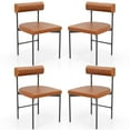 thumbnail image 1 of Gymax Dining Chair Set of 4 Faux Leather Upholstered Kitchen Side Chair w/ Curved Brown, 1 of 9