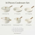 thumbnail image 2 of Juego de utensilios de cocina CAROTE Ceramic, 14 unidades, crema antiadherente no tóxica, 2 of 7