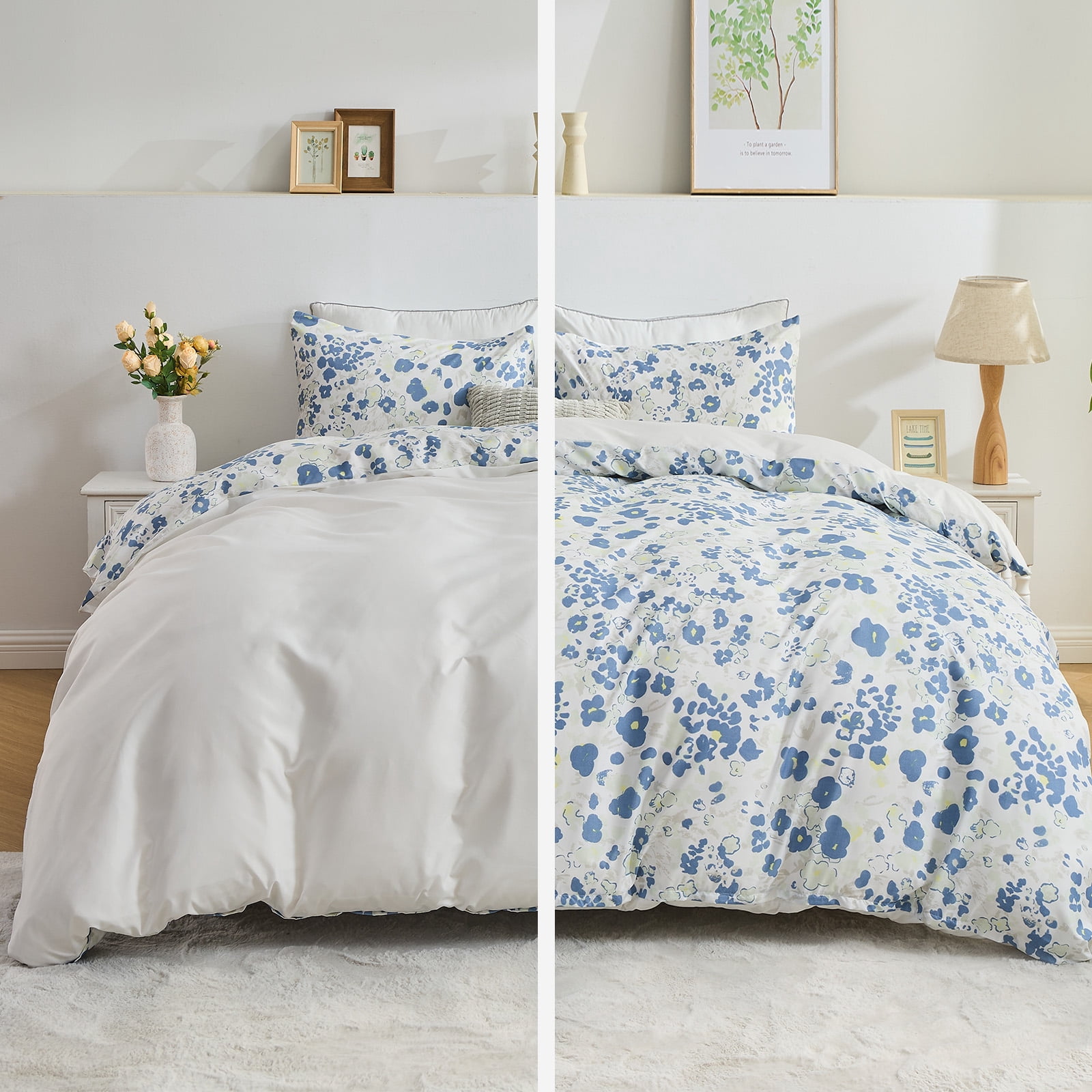 Hitime Queen Duvet Cover Set, Soft & Breathable Microfiber 3 Pieces Queen Bedding Sets, Pattern Queen Comfy Duvet Cover Set, with Zipper Closure (Queen)