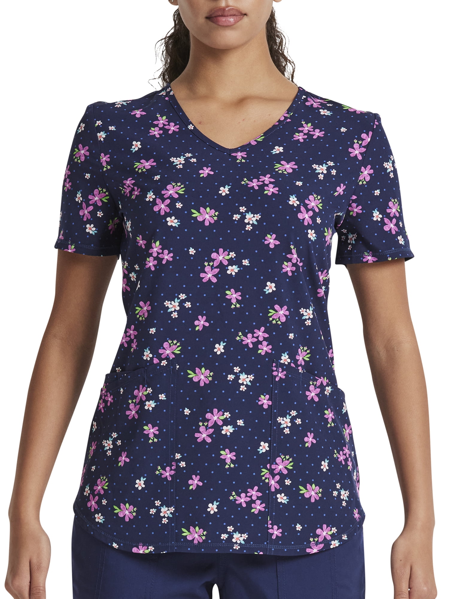 Scrubstar Women's "Dainty Flutters" VNeck Print Scrub Top WM12T738GF