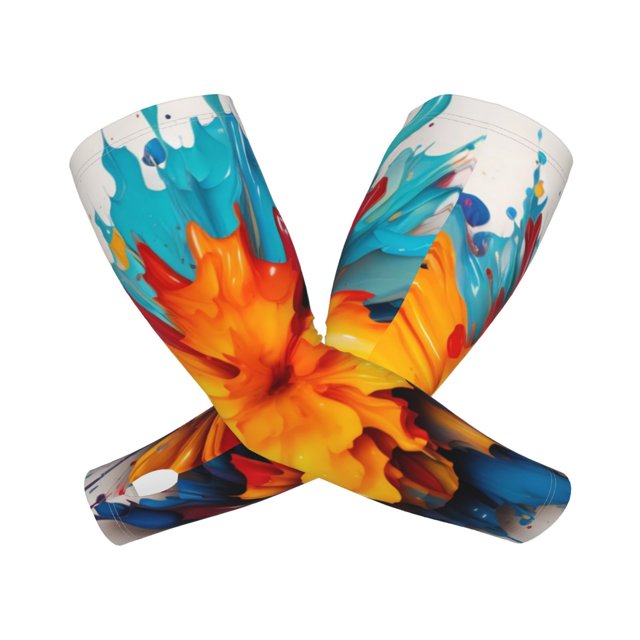 Balery Colorful Paint Print Mangas Refrescantes para Brazos para Hombre y Mujer – Transpirables y Absorbentes de Humedad para Mujeres, Hombres y Niños