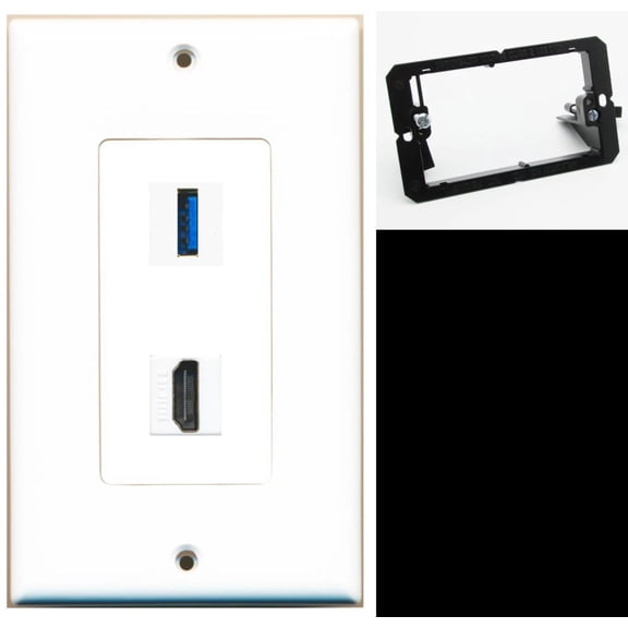 Ultra Spec Cables 1 Port USB 3.0 A-A HDMI Wall Plate w/Mounting Bracket