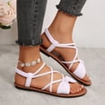 thumbnail image 6 of Sandals for Women Flat Dressy Cute Ankle Strap Open Toe Cross Bowknot Slingback Flats Summer Casual Comfortable Beach Vacation Slides Shoes 43, 6 of 7
