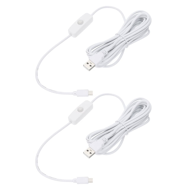 Câble d'Alimentation USB Mâle vers Micro USB Mâle avec Interrupteur Blanc 2