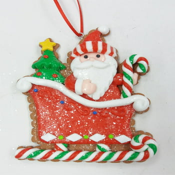Holiday Time Sleigh With Santa Ornament, 4"