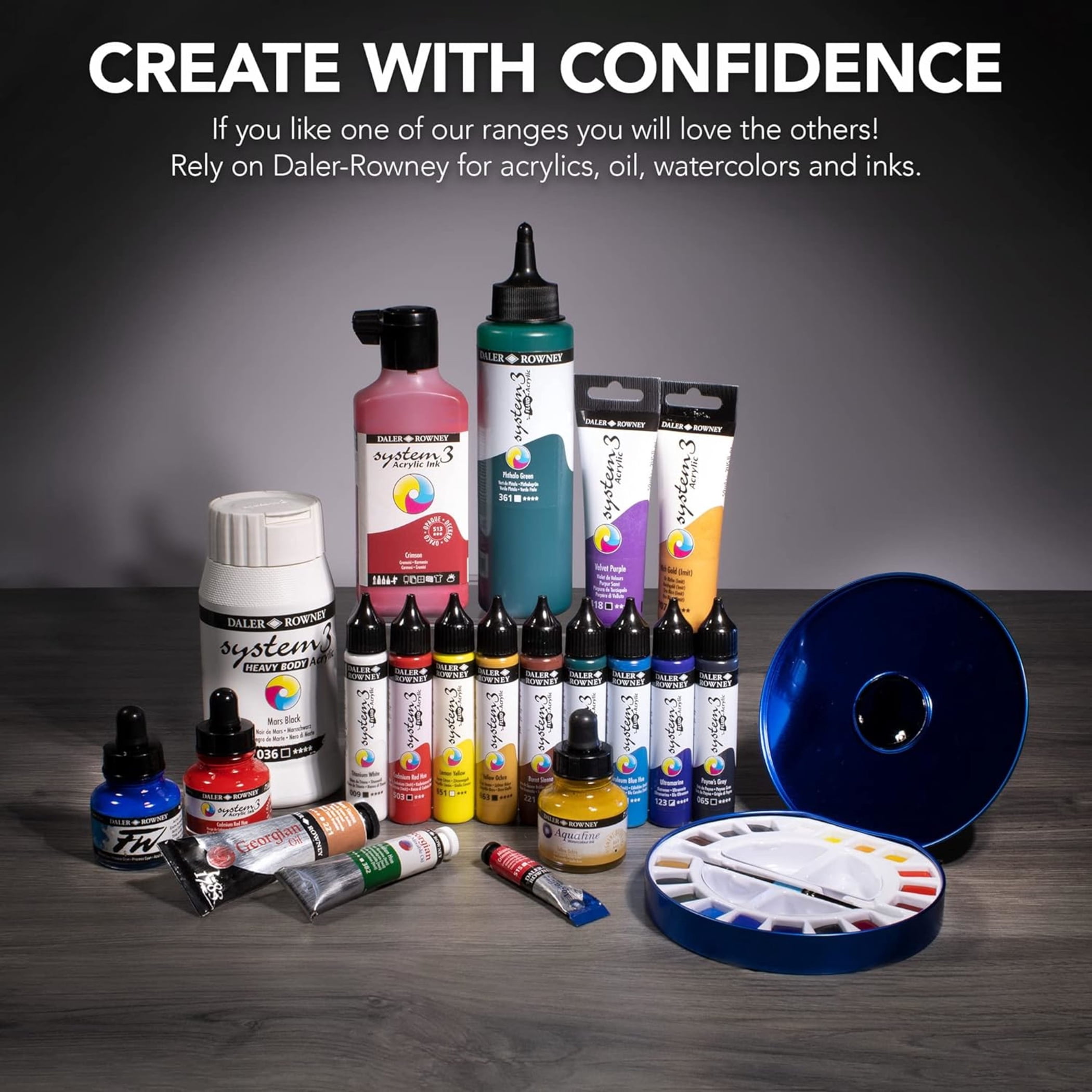 Daler-Rowney FW Acrylic Ink Shimmering Set with Empty Marker, Assorted Colors, 29.5ml, 6 Pieces