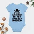 thumbnail image 4 of My First Rodeo Baby Bodysuit – Funny Western Cowboy Outfit – Cute Infant One-Piece for Boys Or Girls Sky Blue-style 9months, 4 of 7