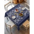 thumbnail image 2 of Japanese Suqare Tablecloth - 60 x 60 Inch, Navy Blue Country Flowers Leaves Aesthetic Waterproof & StainResistant Tablecloth, Washable Oil-proof Table Cover for Dining/Party/Wedding/Camping/Buffet, 2 of 9