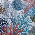 thumbnail image 5 of Fenyluxe  Nautical Shower Curtain Cute Beach Starfish Coral Seashell Ocean Sea Life Coastal Underwater Watercolor Abstract Fabric Decorative Bathroom Curtains with Hooks White, 5 of 7