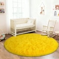 thumbnail image 2 of ASPILLOW Fluffy Shaggy Bedside Round Rug,Fuzzy Plush Indoor Floor Circular Carpet for Living Room Bedroom Kids Room Nursery,4ft Yellow, 2 of 8