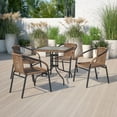 thumbnail image 1 of Flash Furniture 4 Pack Medium Brown Rattan Indoor-Outdoor Restaurant Stack Chair, 1 of 5