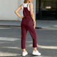 thumbnail image 5 of SRZYMJ Women Casual Jumpsuits Summer Sleeveless Loose Jumpsuit Shoulder Strap Adjustable Long Pants Rompers with Pockets, 5 of 5