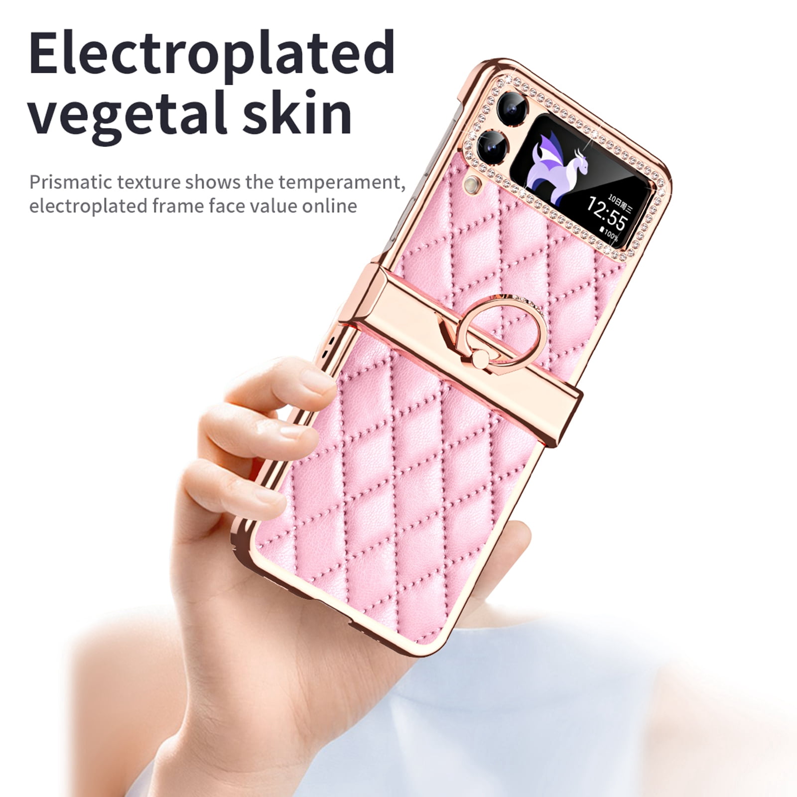 TECH CIRCLE for Samsung Galaxy Z Flip 4 5G Case, Sparkle Glitter Bling Anti-Scratch Full-Body Shockproof Protective Phone Case with Finger Ring for Samsung Galaxy Z Flip 4 5G 6.7 inch,Pink