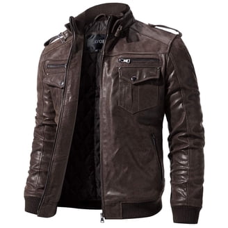 Men's A2 Bomber Distressed Brown Leather Jacket - Walmart.com
