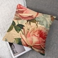 thumbnail image 7 of BANET Decorative Romantic Flower Pillow Cover Peach Pink Floral Cushion Cover Square Pillowcase for Sofa Bedroom Car Set of 2 (Pink ) 24x24in, 7 of 7