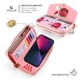 thumbnail image 5 of Feishell for iPhone 13 mini Crossbody Wallet Detachable Case,Support Magsafe Charging,Flower Pattern PU Leather RFID Blocking Multi Card Slots Zipper Phone Case with Shoulder & Hand Strap,Pink, 5 of 14