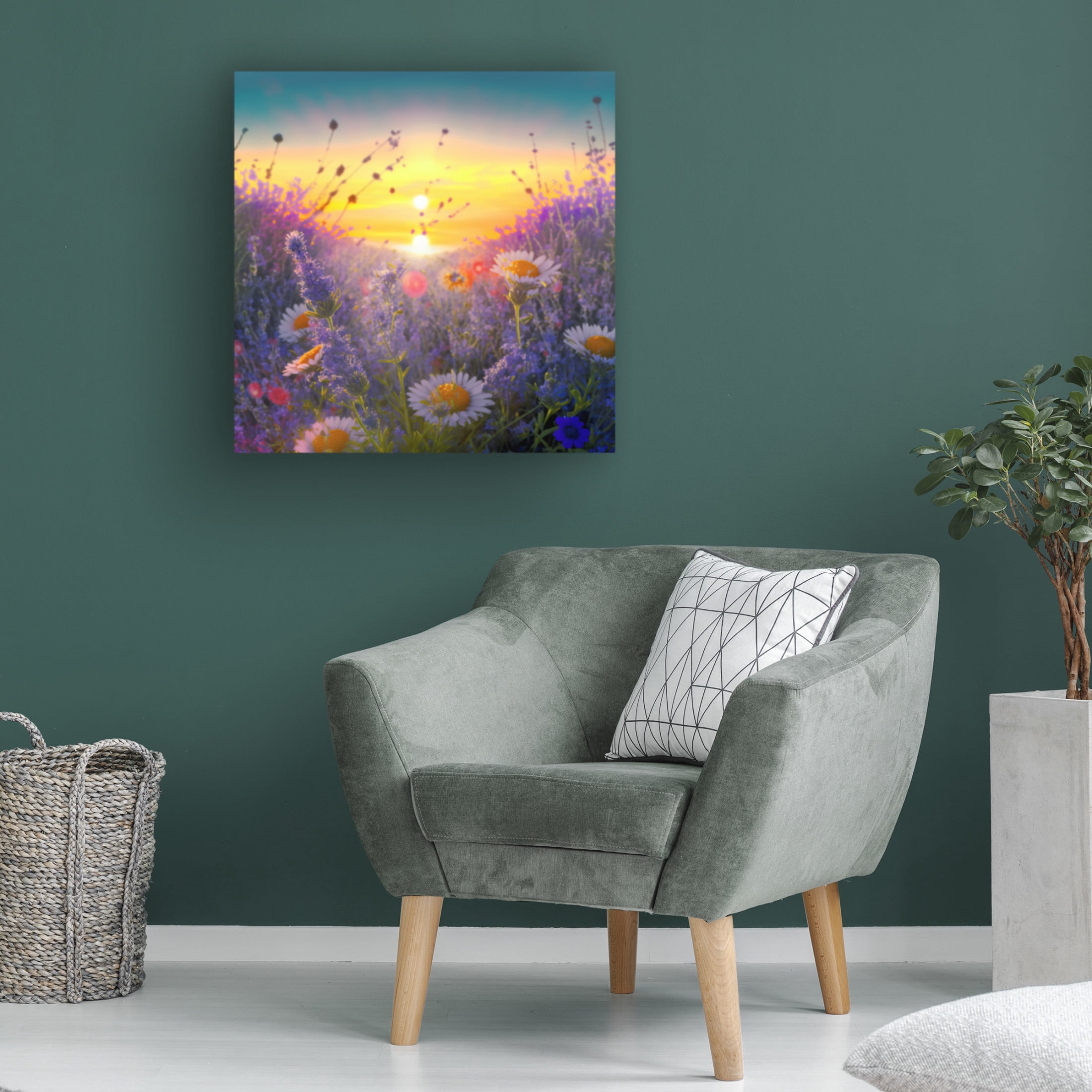 Canvas Wall Art - Ray Heere 'Flowering Fields 2' Wall Art for Living Room, Bedroom, or Office Décor by Trademark Fine Art - 18 x 18 Inches