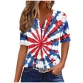 thumbnail image 2 of Vivianyo HD WoMen's 4Th Of July Tshirts Fashion Casual Independence Day Printed Blouse American Flag Elements Tie Dye Printing T-Shirt Loose Short Sleeved V-Neck Tops Button Tunic Slim Top T-Shirts, 2 of 5