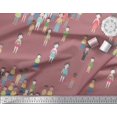 thumbnail image 2 of Soimoi Brown polyester Crepe Fabric Human Group Printed Fabric 1 Yard 42 Inch Wide, 2 of 3