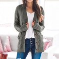 thumbnail image 3 of Pull Hiver Cardigan Manches Longues Boutonnage Ouvert sur le devant avec Poche, 3 of 5