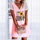 thumbnail image 2 of Día de la Independencia Vestido casual sexy de verano para mujer Estampado floral Manga corta Estampado floral Vestido con cuello en V Pompotops  ghjkhdj16454, 2 of 5