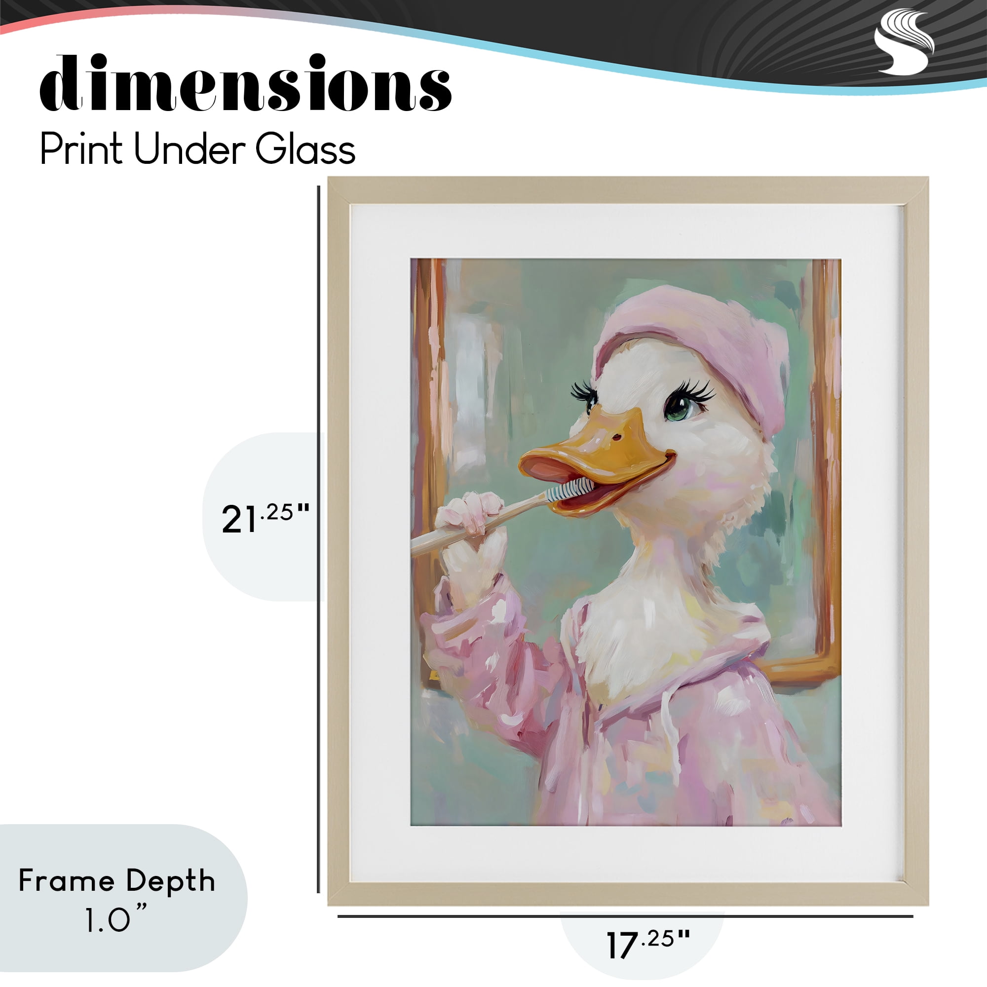 Stupell Industries Duck Brushing Teeth Birch Framed Print Under Glass, design by The Prints Vibe