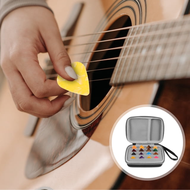 DEEPCRAFF 1Set Compact Black Guitar Pick Holder Case with Sturdy Material and Practical Zipper Design