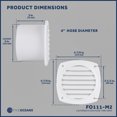 thumbnail image 7 of Five Oceans 7-Slotted Louvered Hose Vent, 4-inch Hose Diameter, 2 Pack Air Hose Thru Vent, White ABS Plastic - FO111-M2, 7 of 7