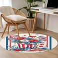 thumbnail image 5 of Independence Day Washable Round Area Rug 4 ft, U.S. Flag Themed Cartoon Boots Flowers Stripes, Soft Non Slip Rugs Stain Repellent Indoor Felt Carpet for Living Dining Room Bedroom Home Office, 5 of 9