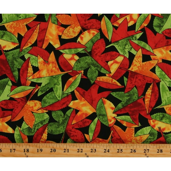 Cotton Autumn Leaves Fall Colorful Foliage Cotton Fabric Print by the Yard (M3407-66AUTUMN)