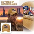 thumbnail image 7 of JULMCOMO 9/11 25th Anniversary Washed Cotton Baseball Cap We Will Never Forget Remember Patriotic Hat American Flag 2001‑2026 Hat for Men Women Yellow, 7 of 7
