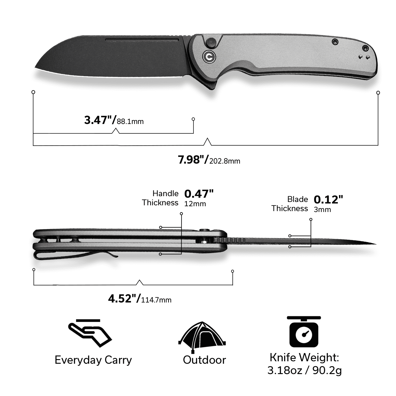 CIVIVI Chevalier Ⅱ Pocket Folding Knife C20022B-3