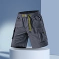 thumbnail image 5 of Josdec Men's Casual Cargo Shorts Solid Color with Multi-Pockets Adjustable Belt Elastic Waist Work Pants, 5 of 5