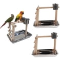 thumbnail image 1 of 2x Parrot Bird Perch - Soporte 2 tazas para jugar para Parakeet Finch Cockatiel - se muestra, 32x21.5x25cm Yinane Marco de juego de soporte de percha de loro, 1 of 8