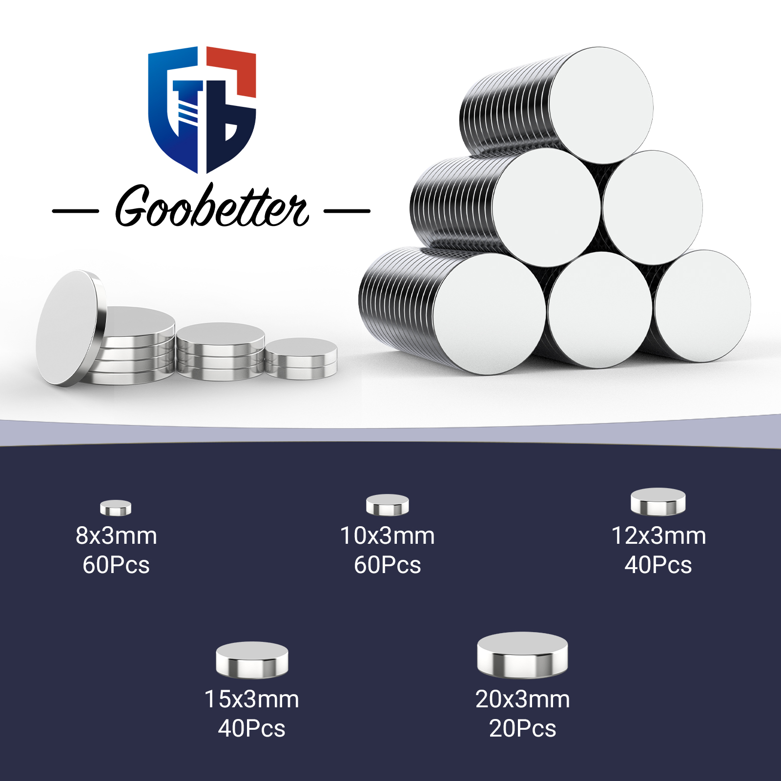 GOOBETTER Small Magnet 220Pcs Round Rare Earth Magnets, Tiny Strong Neodymium Disc Magnets for Whiteboard, Fridge, Office, Hobbies, Crafts and Dry Erase Board(3mm-Set)