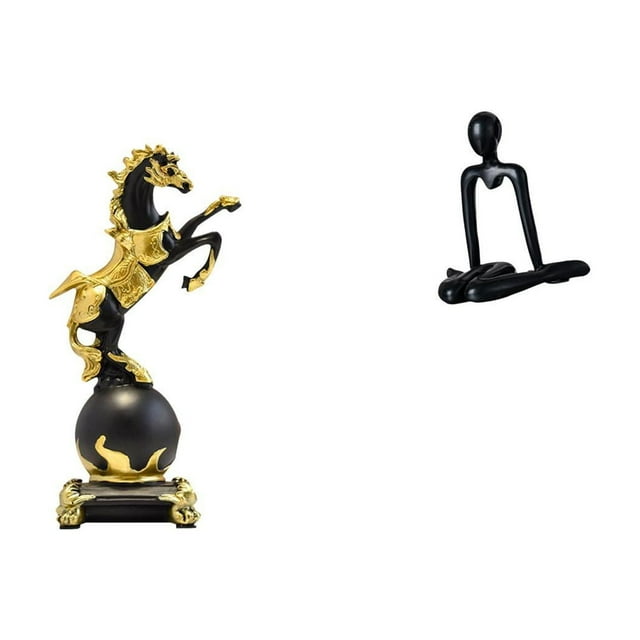 Figura decorativa moderna y abstracta de un caballo pensador. Escultura de animal para mesa, ideal como centro de mesa, chimenea, sala de estar, escri