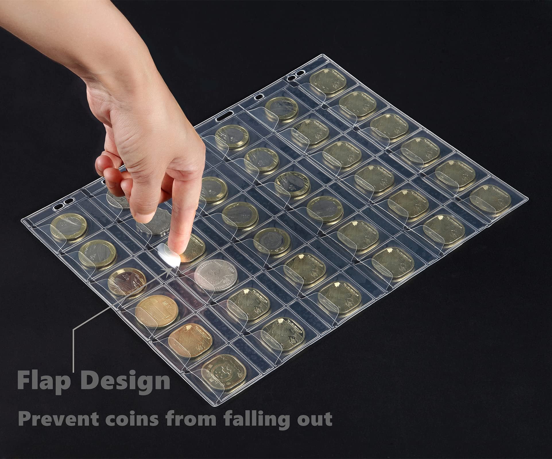 Innovative Material EVA Coin Collection Pages for Professional Collectors,PVC Free MUROAD 20-Pocket Coin Pages 5 Sheets Coin Sleeves,Coin Collecting Supplies Keep Coins Safe