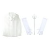 Pretend Play Dress Up Mozlly White Princess Twinkle Star Costume Cape and Mozlly White Royal Princess Wand and Gloves Set (3pc Set)