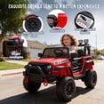 thumbnail image 3 of 24V Kids Ride On Car with Remote Control, 400W Power Motors, 4 Wheels Suspension Toy Car for Kids, Bluetooth, USB, Music, LED Lights, Power Display, Electric Car for Kids Ages 3+, Red, 3 of 7