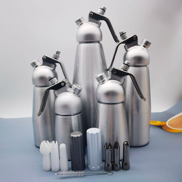 Máquina de espuma con pistola de crema de aluminio para uso doméstico, elegante pistola para decorar botellas con sifón, máquina para pasteles