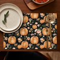 thumbnail image 4 of Fall Pumpkins and Flowers Pattern Summer Placemats Table Placemats Set of 6-Linen Kitchen Washable Placemats Table Mats 12"x18" Non-Slip Heat Resistant, 4 of 5