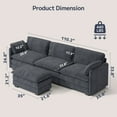 thumbnail image 2 of Asofer Sectional Couches for Living Room, L-Shaped Sofa Couch with Comfy Chenille, 3 Seat Sofa Set with Chaise for Apartment (Fabric, Grey), 2 of 11