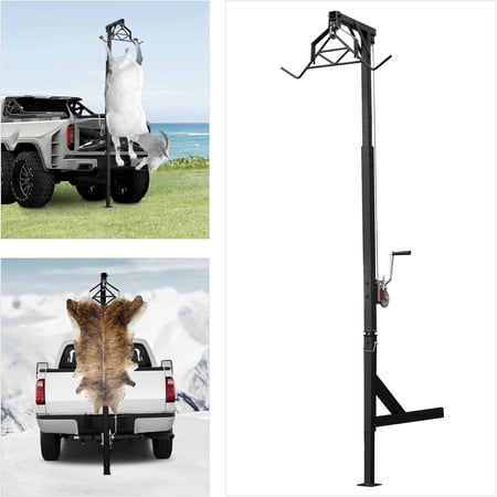 WenDissy 600lbs Capacity Truck Mount Deer Hoist 360° Rotatable Adjustable Height Steel Game Hoist for Hunting Farm