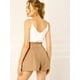 thumbnail image 5 of Pantalones Cortos de Verano Para Mujer Allegra K Con Cintura Alta Plisada Marrón XS, 5 of 6