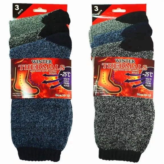 Thermal Winter Ski Boot Insulated Socks for Men (6 Pack)