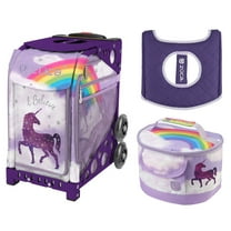 Zuca 18" Sport Bag - (Unicorn 2) with Lunchbox and Zuca Seat Cover (Purple Frame)