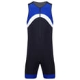 thumbnail image 4 of Sinleey Mens Swimming Jumpsuit Sleeveless Zip Front Bodysuit Bathing Surfing Swimsuit Sport Unitard Blue 3XL, 4 of 6